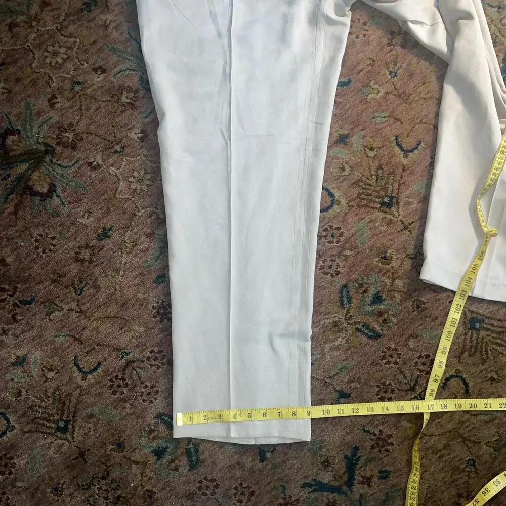 Bergamo New York Dress Pants Beige Pleated Korea Vintage Style Poly Suede 44x32
